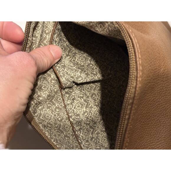 Joy Susan Crossbody Shoulder Vegan Leather Hobo Purse Brown W/Adjust. Strap NWOT - Picture 7 of 8